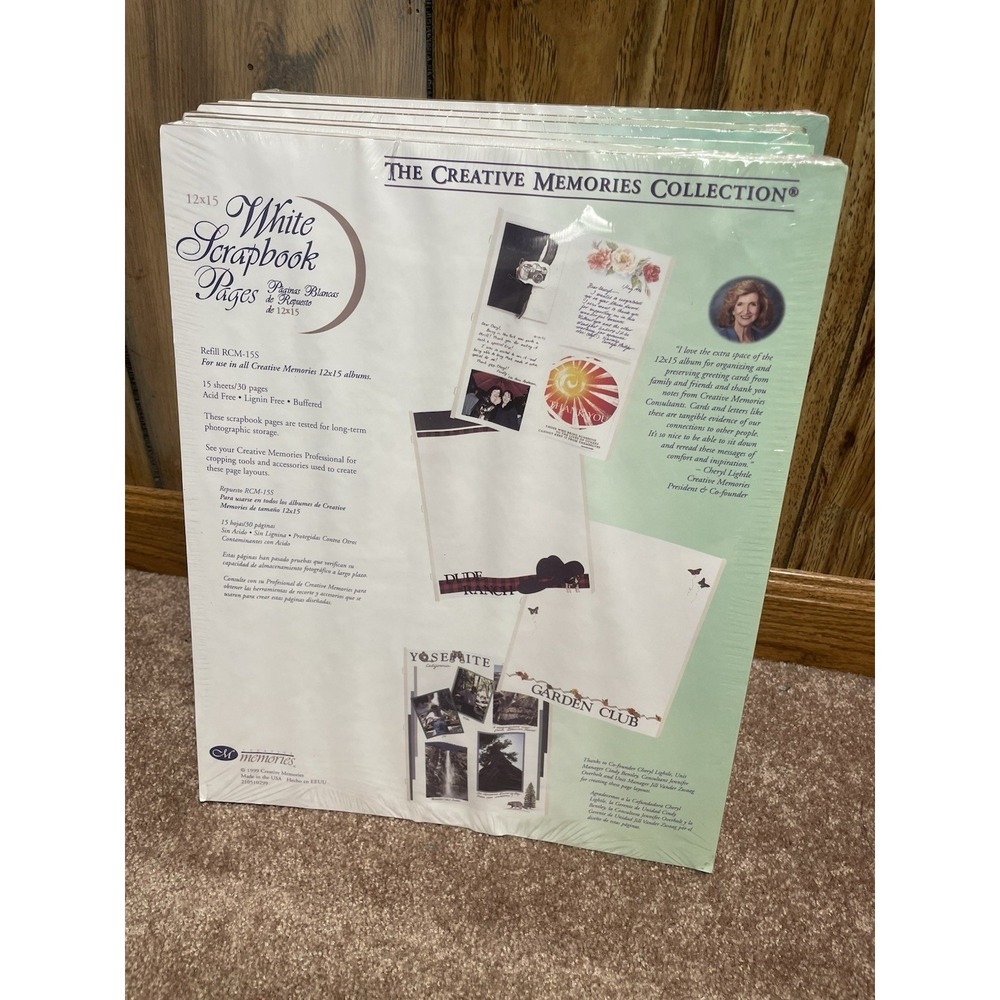 Creative Memories White 12x15  Scrapbook Hinged Refill Pages 1999 NIP Sealed Vtg